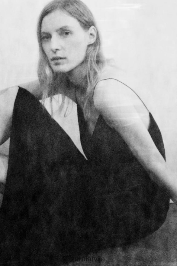 slīdoša kleita sievietes Zara melns 6ZTV40833 apģērbs