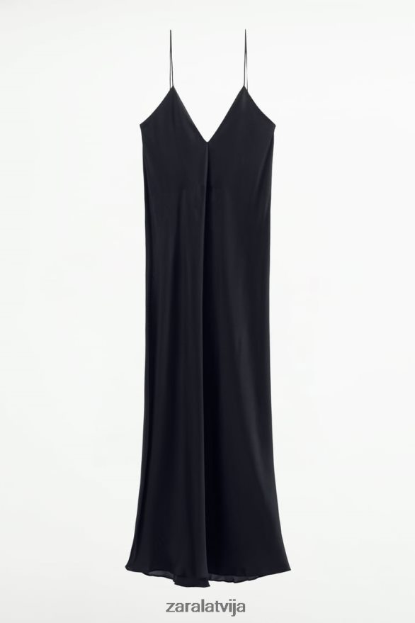 slīdoša kleita sievietes Zara melns 6ZTV40833 apģērbs