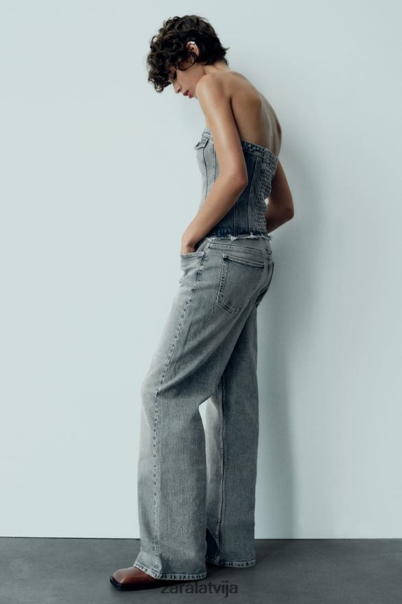 trf džinsa kombinezons bez lencītēm sievietes Zara jūras zils 6ZTV40246 apģērbs