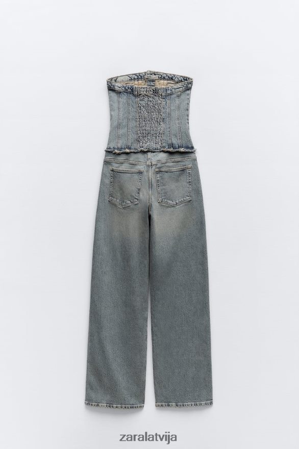 trf džinsa kombinezons bez lencītēm sievietes Zara jūras zils 6ZTV40246 apģērbs