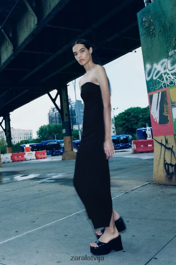 zw džinsa kleita bez lencītēm sievietes Zara melns 6ZTV40237 apģērbs