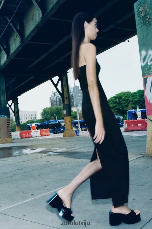 zw džinsa kleita bez lencītēm sievietes Zara melns 6ZTV40237 apģērbs