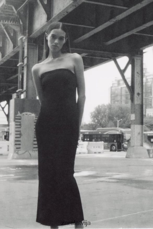 zw džinsa kleita bez lencītēm sievietes Zara melns 6ZTV40237 apģērbs