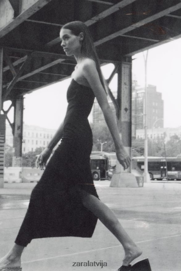 zw džinsa kleita bez lencītēm sievietes Zara melns 6ZTV40237 apģērbs