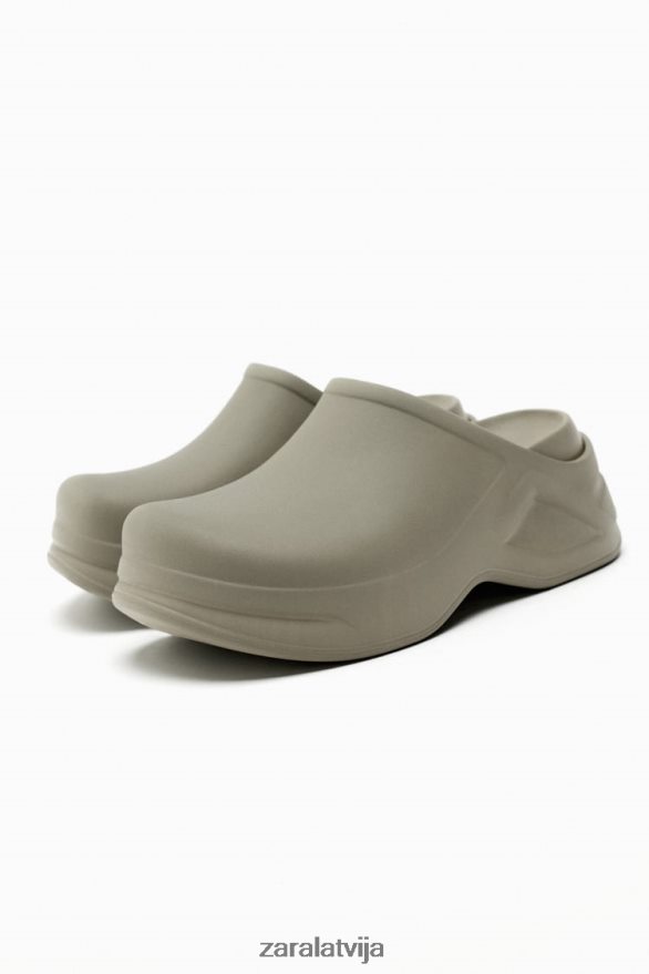 gumijotas koka tupeles sievietes Zara haki zaļš 6ZTV40728 apavi