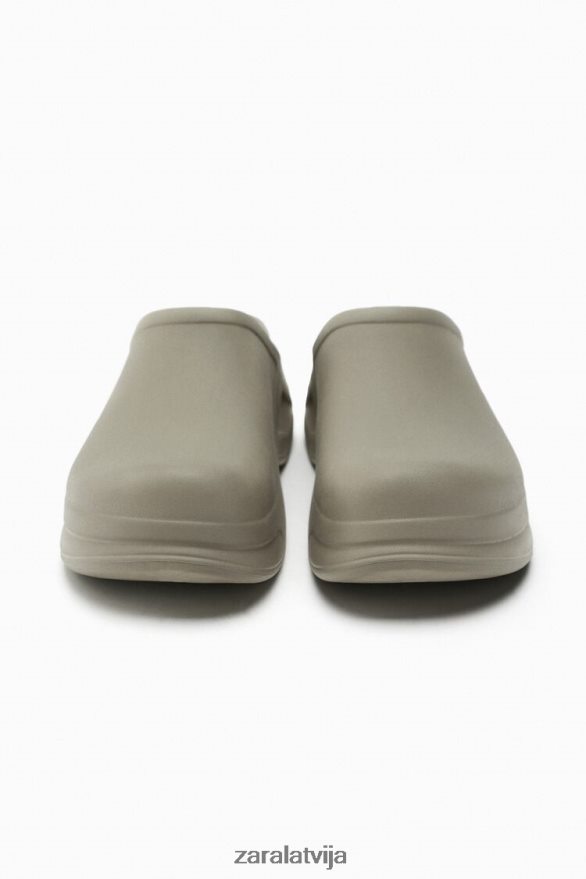 gumijotas koka tupeles sievietes Zara haki zaļš 6ZTV40728 apavi