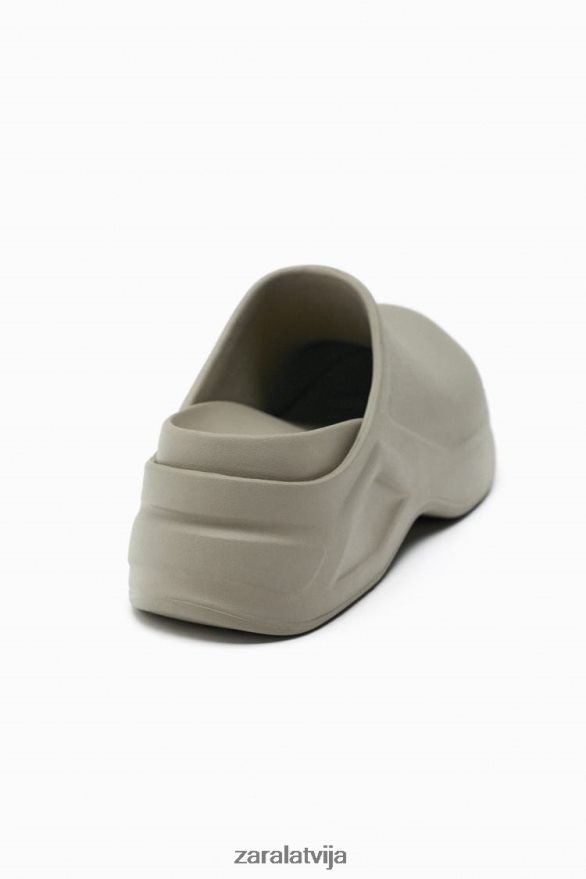 gumijotas koka tupeles sievietes Zara haki zaļš 6ZTV40728 apavi