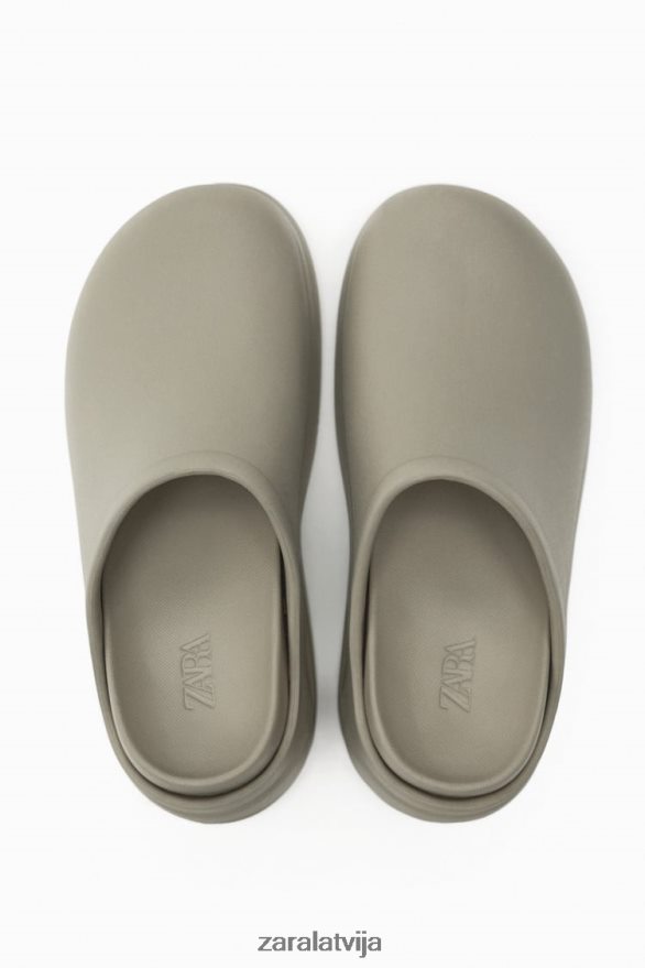 gumijotas koka tupeles sievietes Zara haki zaļš 6ZTV40728 apavi