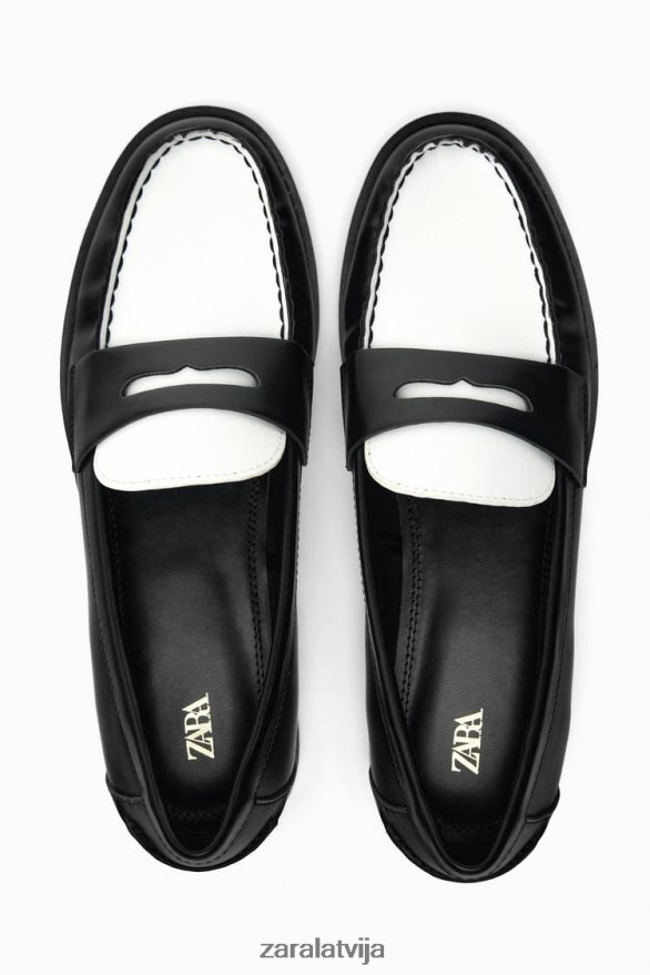 kontrasta loafers sievietes Zara divi toņi 6ZTV40739 apavi