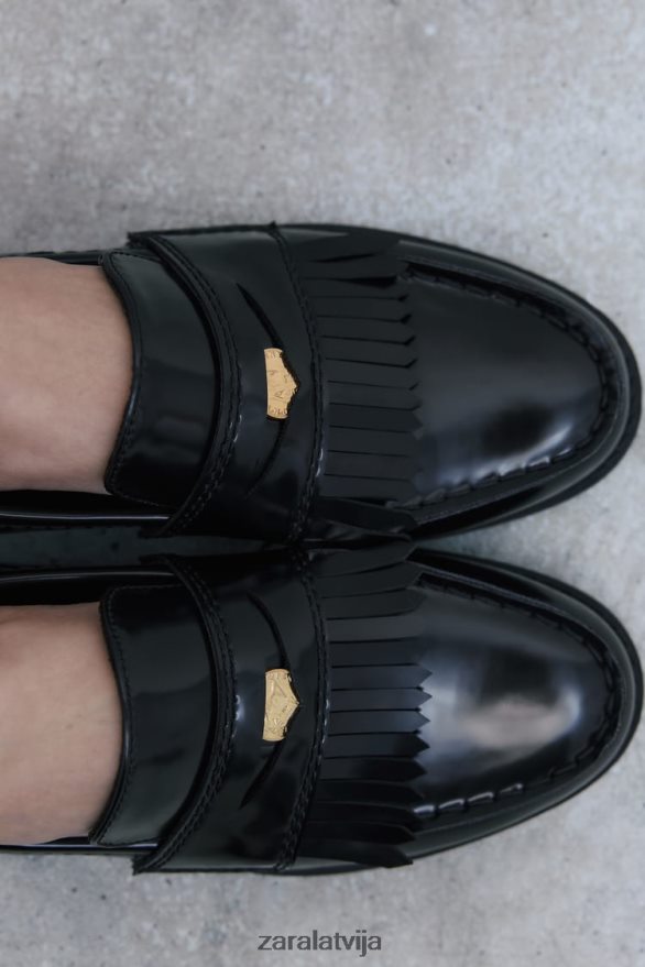 metāla apdari plakanie klaipi sievietes Zara melns 6ZTV40731 apavi