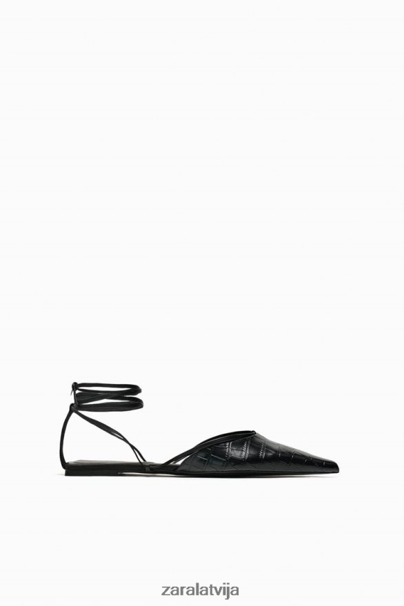 šņorējamas kurpes ar atvērtu papēdi sievietes Zara melns 6ZTV40737 apavi