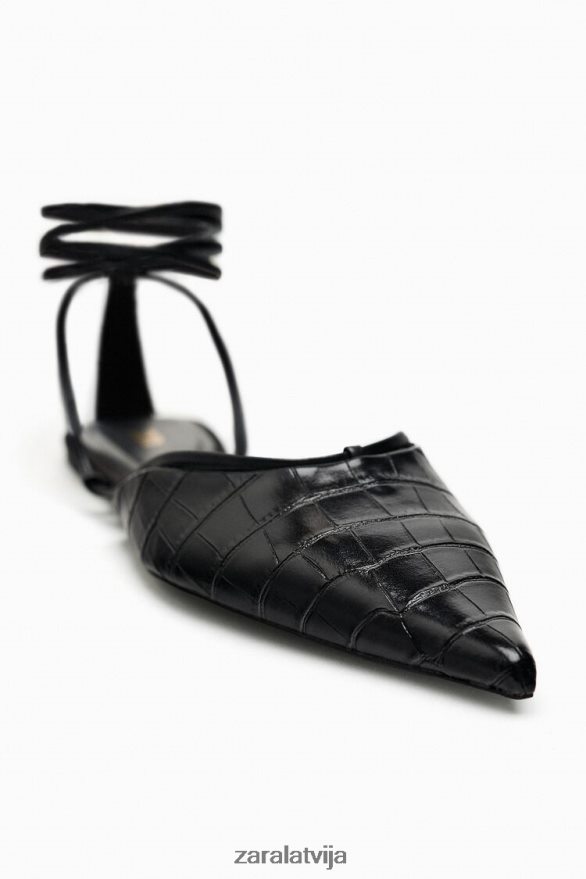 šņorējamas kurpes ar atvērtu papēdi sievietes Zara melns 6ZTV40737 apavi