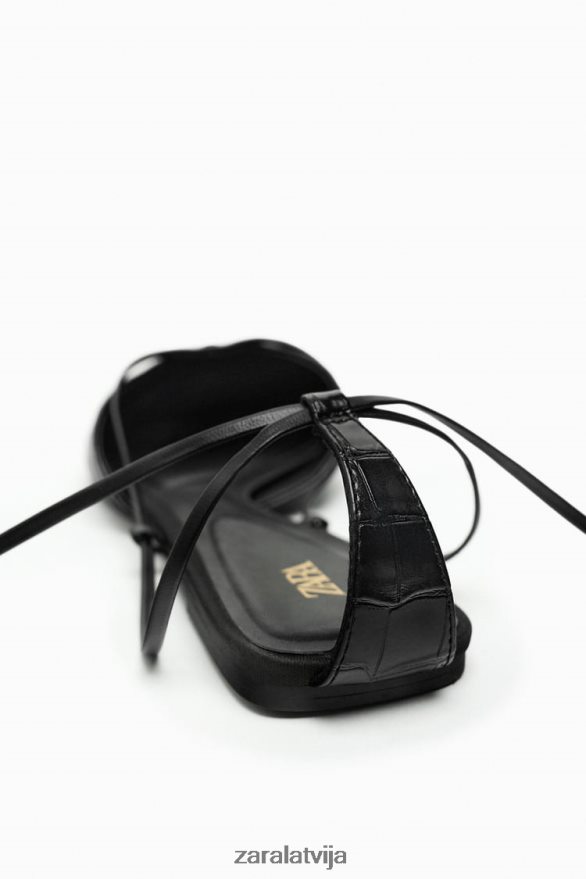 šņorējamas kurpes ar atvērtu papēdi sievietes Zara melns 6ZTV40737 apavi