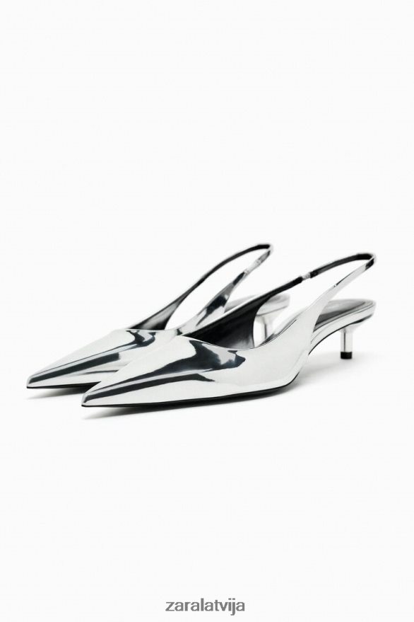 slingback kaķēnu papēži sievietes Zara Sudrabs 6ZTV40738 apavi