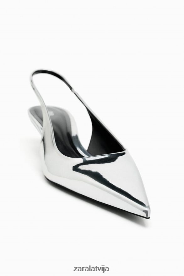 slingback kaķēnu papēži sievietes Zara Sudrabs 6ZTV40738 apavi