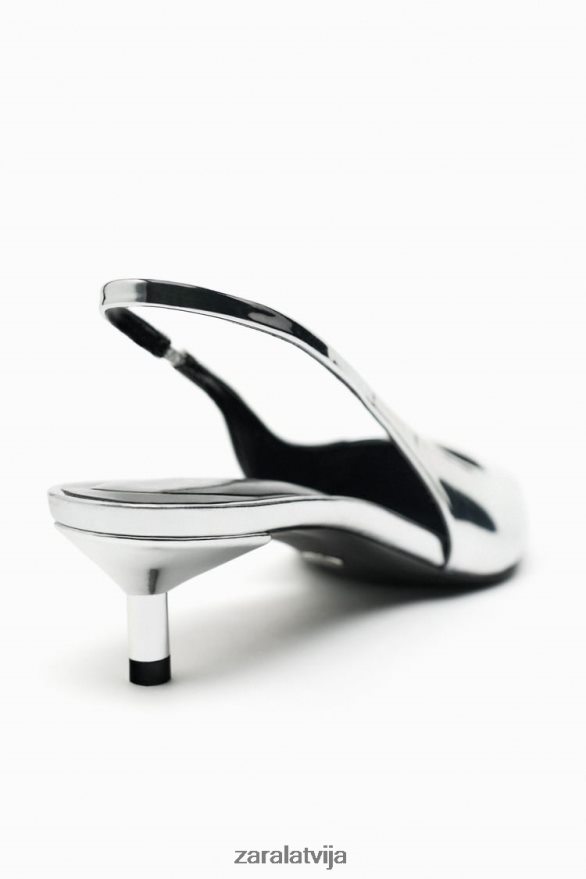 slingback kaķēnu papēži sievietes Zara Sudrabs 6ZTV40738 apavi