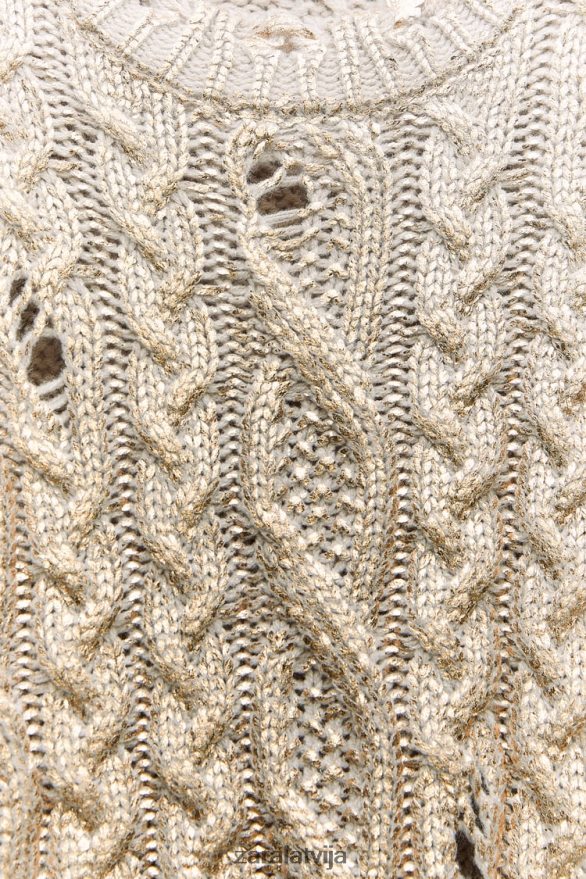 kabeļa adīts metālisks džemperis sievietes Zara gaiša ūdele 6ZTV40941 apģērbs