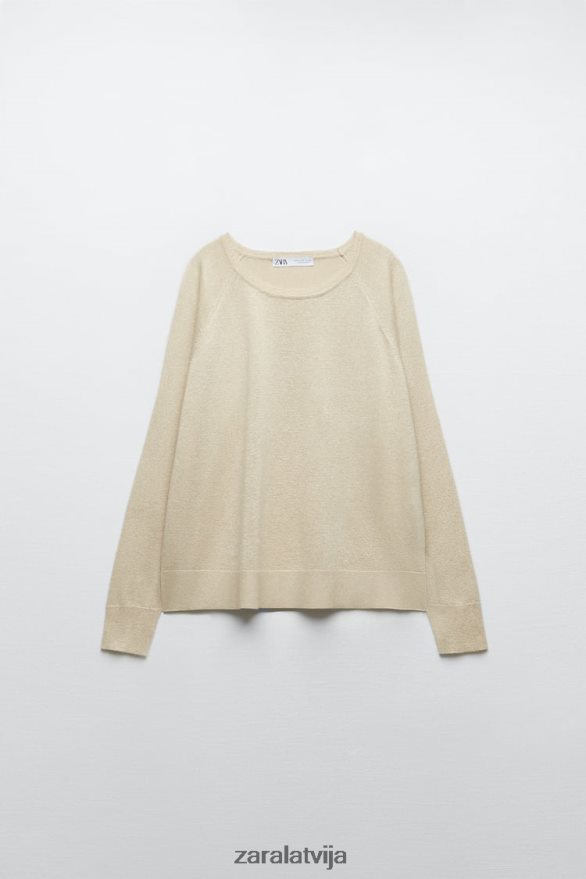 metāla pavedienu kinit džemperis sievietes Zara zeltaini 6ZTV40877 apģērbs