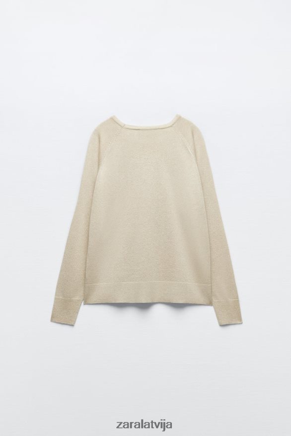 metāla pavedienu kinit džemperis sievietes Zara zeltaini 6ZTV40877 apģērbs