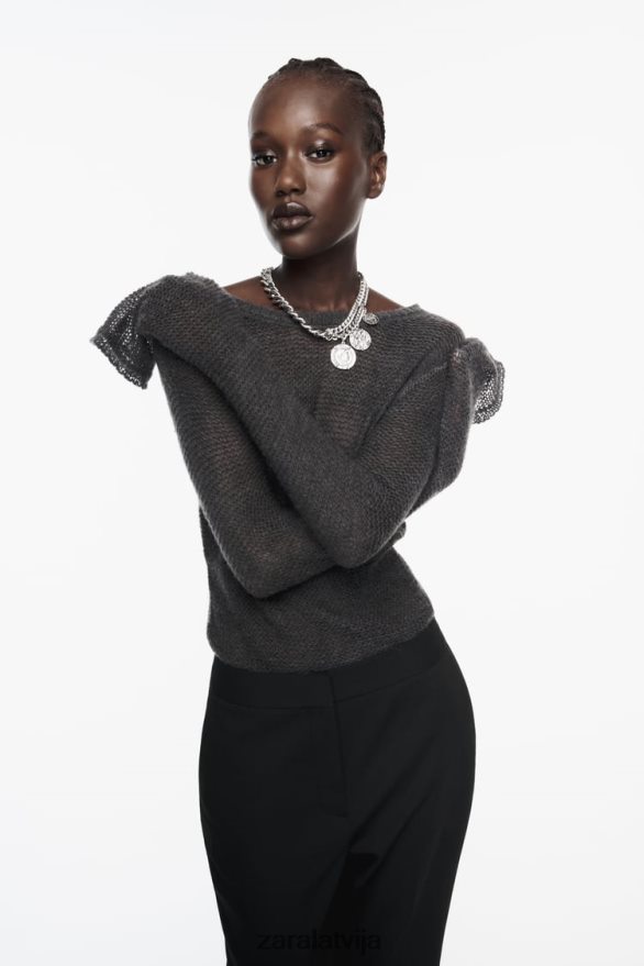 bikses ar platumu visā garumā sievietes Zara melns 6ZTV40880 apģērbs