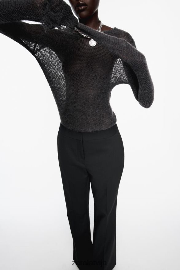 bikses ar platumu visā garumā sievietes Zara melns 6ZTV40880 apģērbs