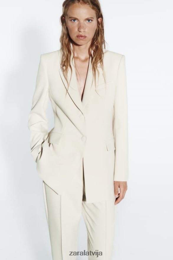 divrindu žakete sievietes Zara ekru 6ZTV40914 apģērbs