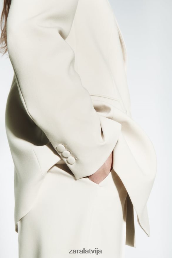 divrindu žakete sievietes Zara ekru 6ZTV40914 apģērbs