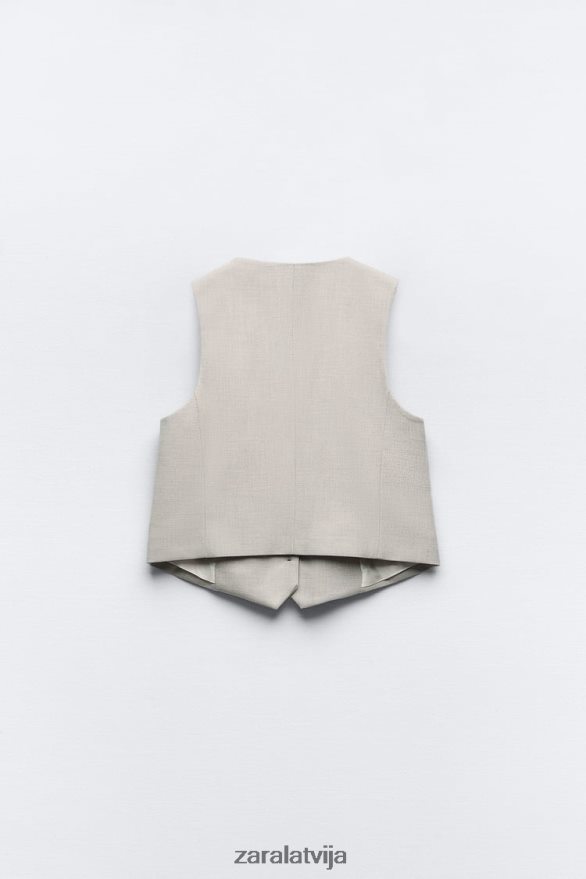 pielāgota īsa vestīte sievietes Zara pelēks/bēšs 6ZTV40882 apģērbs