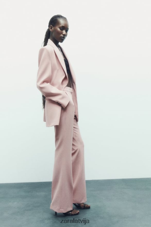 pilnas/garuma platas bikses sievietes Zara bēšs/rozā 6ZTV40897 apģērbs