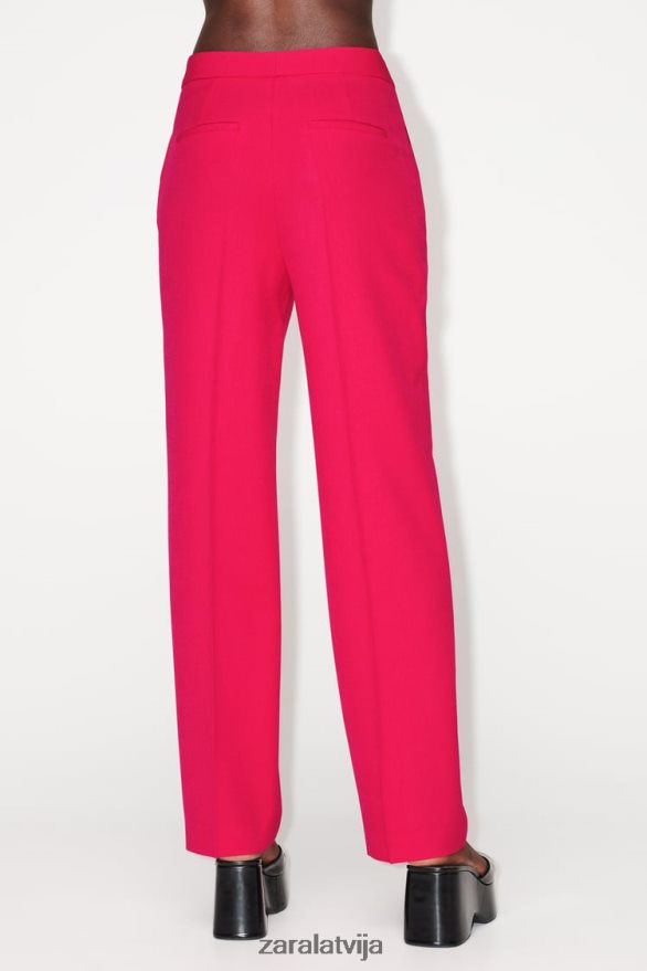 taisnas bikses sievietes Zara fuksija 6ZTV40901 apģērbs