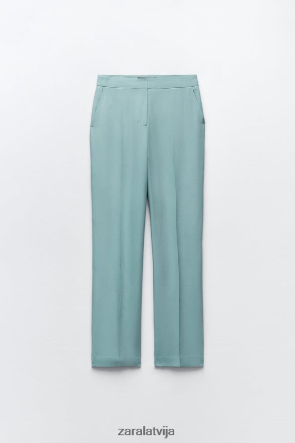 taisnas bikses sievietes Zara zils metāls 6ZTV40890 apģērbs