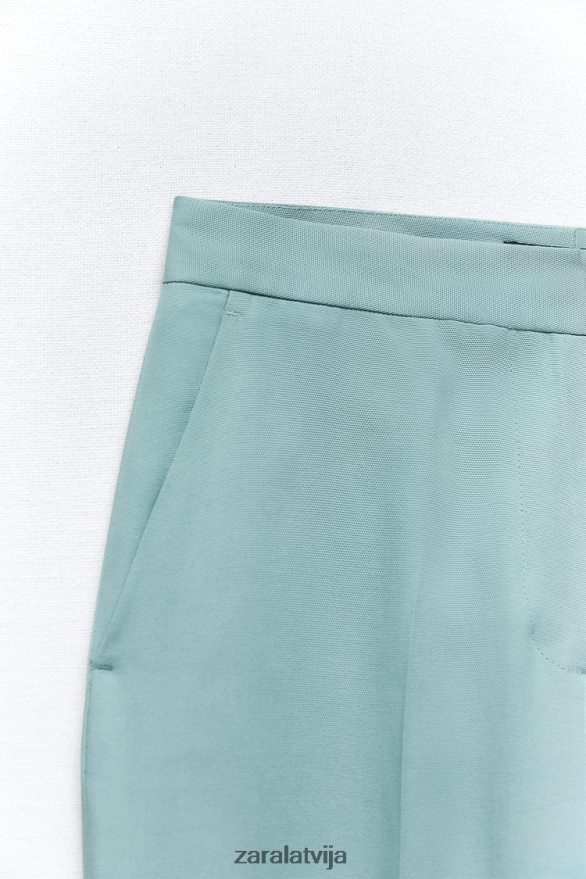 taisnas bikses sievietes Zara zils metāls 6ZTV40890 apģērbs