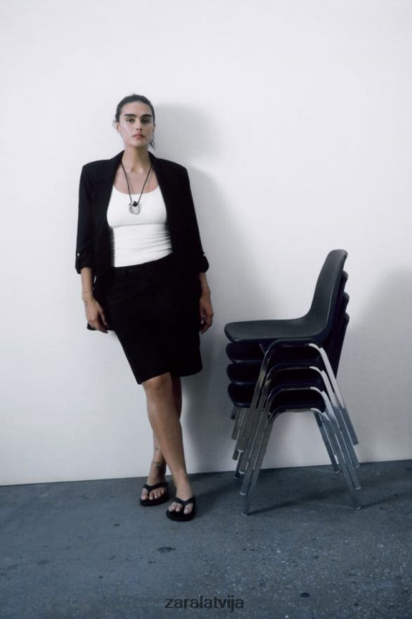 žakete ar atlocītām piedurknēm sievietes Zara melns 6ZTV40155 apģērbs