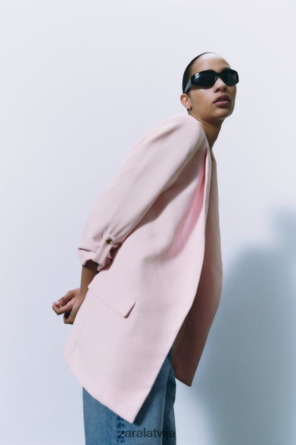 žakete ar atlocītām piedurknēm sievietes Zara rozā 6ZTV40170 apģērbs