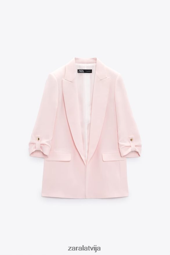 žakete ar atlocītām piedurknēm sievietes Zara rozā 6ZTV40170 apģērbs