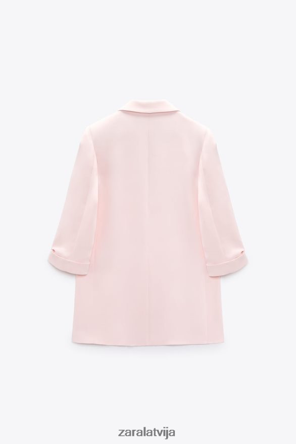 žakete ar atlocītām piedurknēm sievietes Zara rozā 6ZTV40170 apģērbs