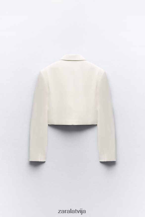 apgriezts divrindu bleizeris sievietes Zara austeru balts 6ZTV40177 apģērbs