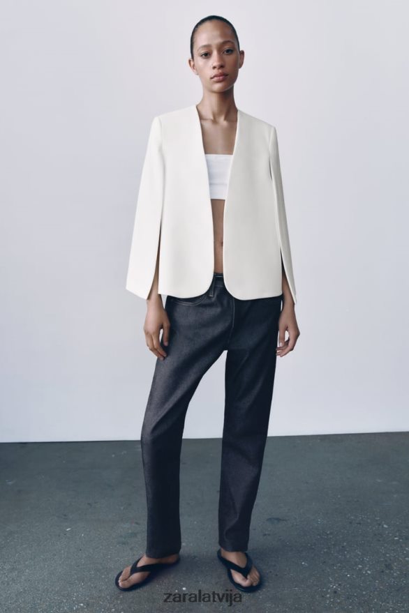 apmetņa žakete sievietes Zara ekru 6ZTV40165 apģērbs