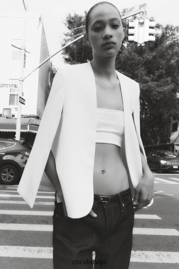 apmetņa žakete sievietes Zara ekru 6ZTV40165 apģērbs