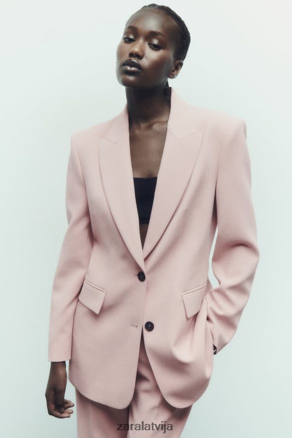 aprīkots šuvju bleizeris sievietes Zara bēšs/rozā 6ZTV40186 apģērbs