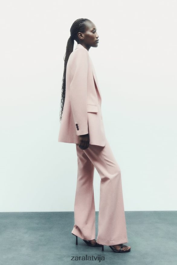 aprīkots šuvju bleizeris sievietes Zara bēšs/rozā 6ZTV40186 apģērbs