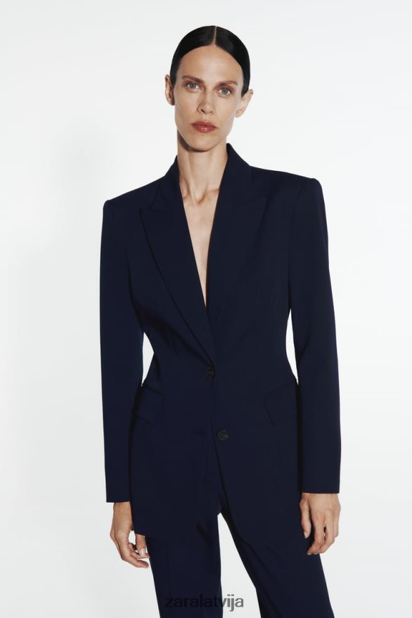 aprīkots šuvju bleizeris sievietes Zara jūras zils 6ZTV40146 apģērbs