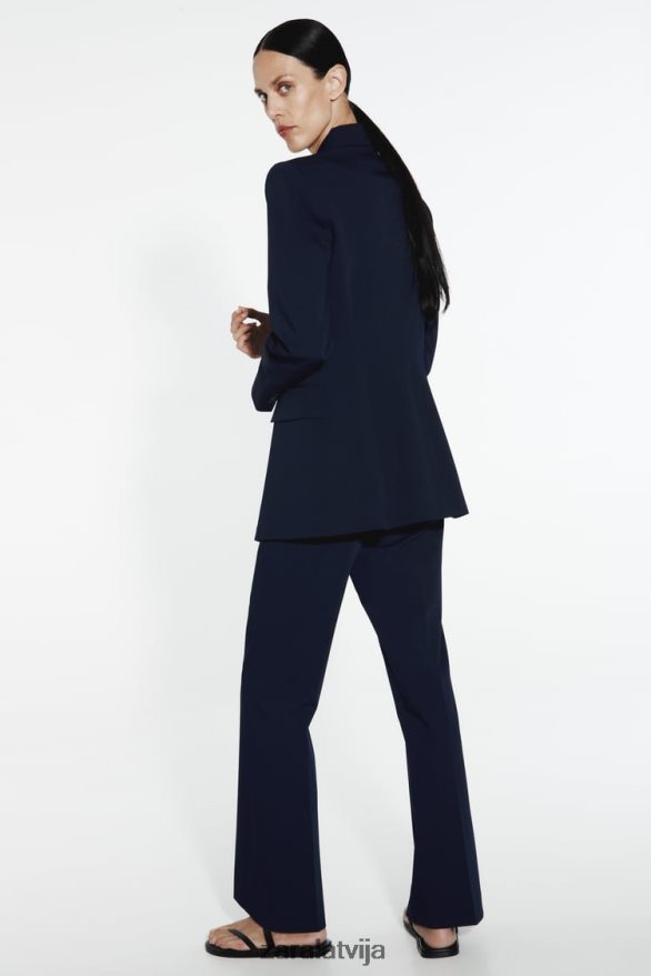 aprīkots šuvju bleizeris sievietes Zara jūras zils 6ZTV40146 apģērbs