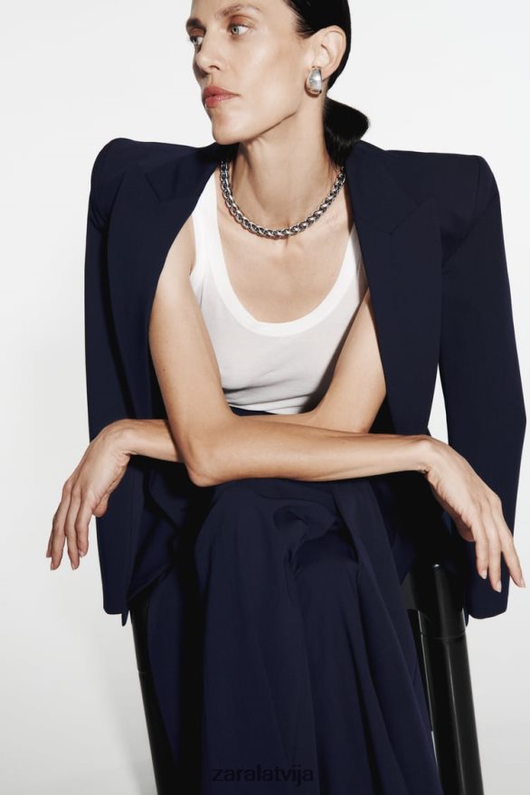 aprīkots šuvju bleizeris sievietes Zara jūras zils 6ZTV40146 apģērbs