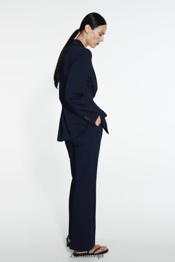 aprīkots šuvju bleizeris sievietes Zara jūras zils 6ZTV40146 apģērbs