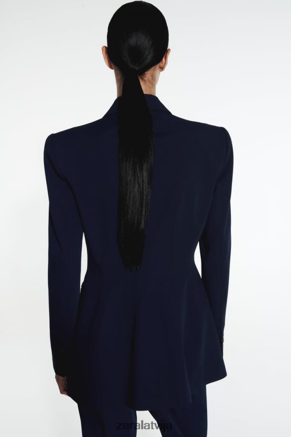 aprīkots šuvju bleizeris sievietes Zara jūras zils 6ZTV40146 apģērbs