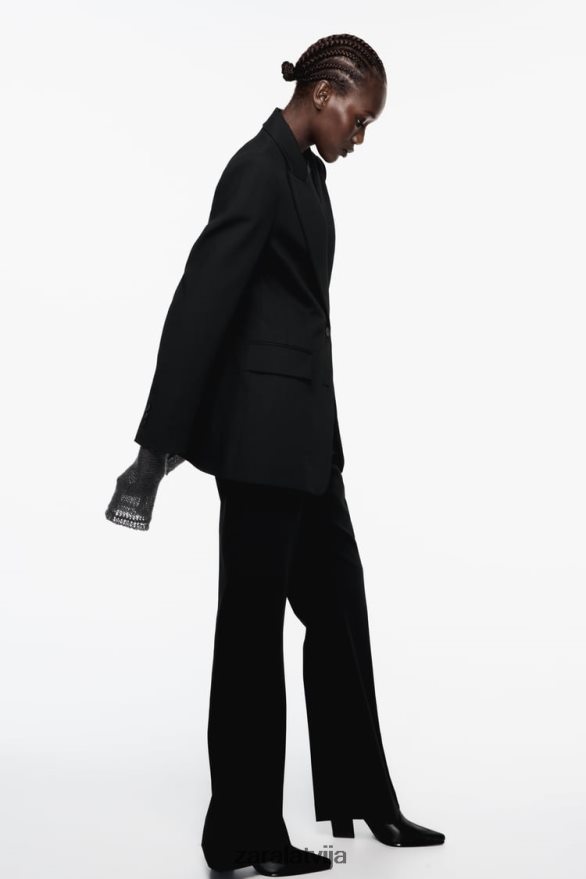 aprīkots šuvju bleizeris sievietes Zara melns 6ZTV40144 apģērbs