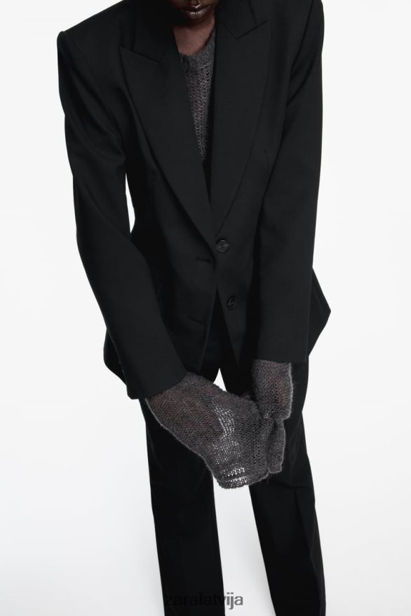 aprīkots šuvju bleizeris sievietes Zara melns 6ZTV40144 apģērbs