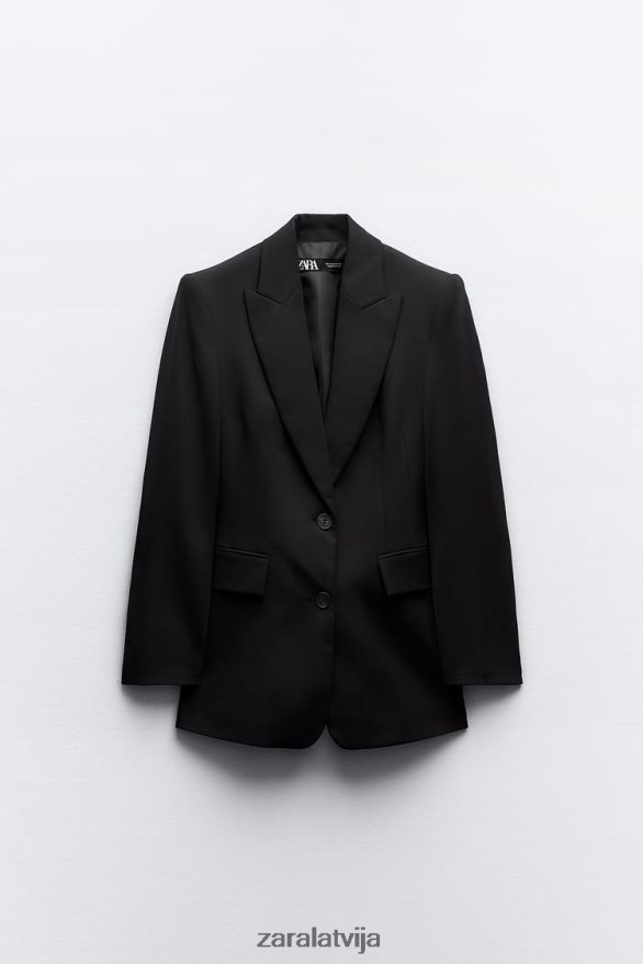 aprīkots šuvju bleizeris sievietes Zara melns 6ZTV40144 apģērbs
