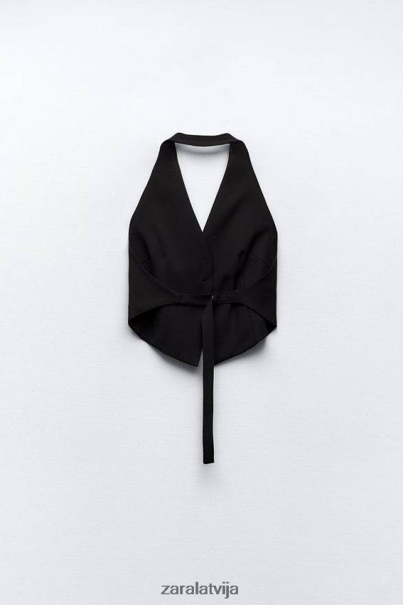 atvērta aizmugures pavada veste sievietes Zara melns 6ZTV40149 apģērbs